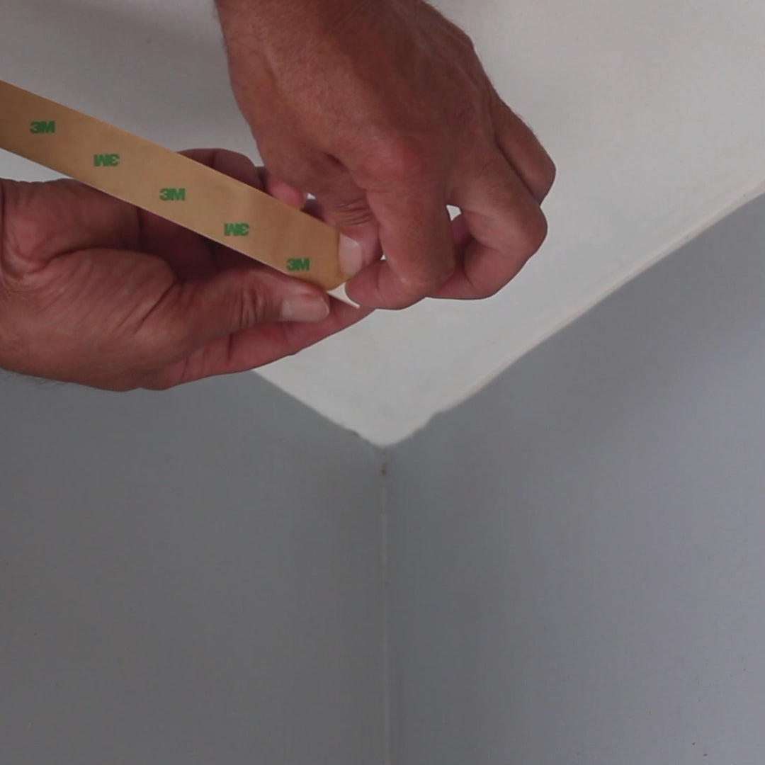 Load video: Easy Crown molding peel and stick DIY no tools crown molding. simply amazing. Add the pro touch without the pro.