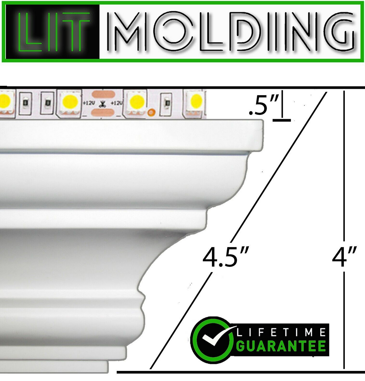 4.5" LIT Molding LED backlit crown molding 52' kit.